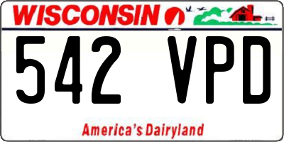 WI license plate 542VPD