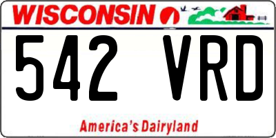 WI license plate 542VRD