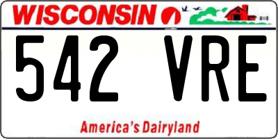WI license plate 542VRE