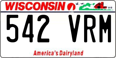 WI license plate 542VRM