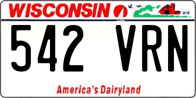 WI license plate 542VRN