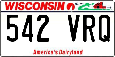 WI license plate 542VRQ