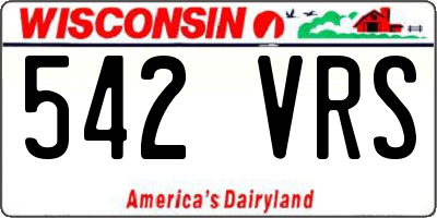 WI license plate 542VRS
