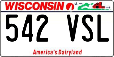 WI license plate 542VSL