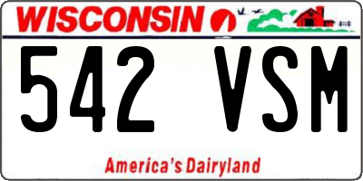 WI license plate 542VSM
