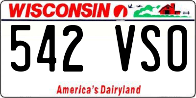 WI license plate 542VSO