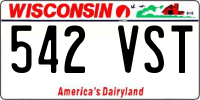 WI license plate 542VST