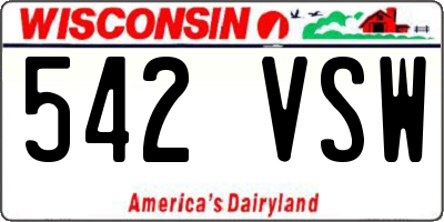 WI license plate 542VSW