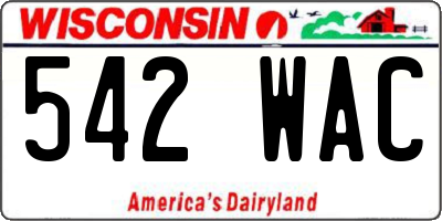 WI license plate 542WAC