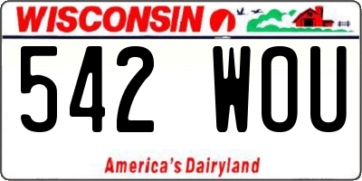 WI license plate 542WOU