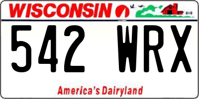 WI license plate 542WRX