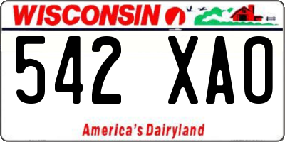 WI license plate 542XAO