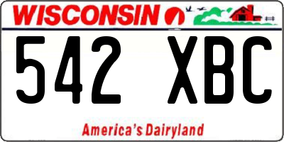 WI license plate 542XBC