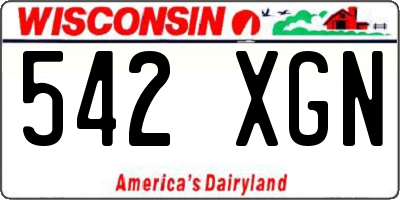 WI license plate 542XGN