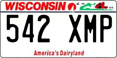 WI license plate 542XMP