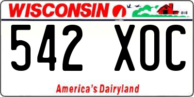 WI license plate 542XOC
