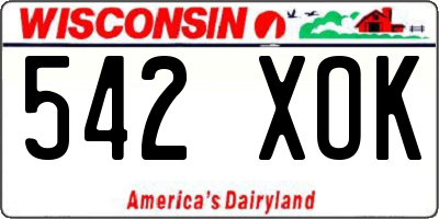 WI license plate 542XOK