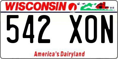 WI license plate 542XON
