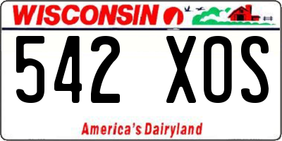 WI license plate 542XOS