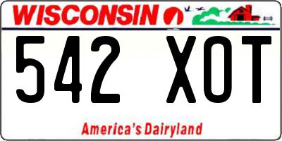 WI license plate 542XOT