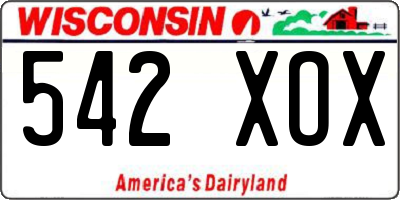WI license plate 542XOX