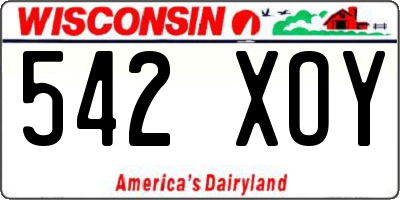 WI license plate 542XOY
