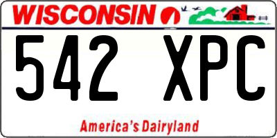 WI license plate 542XPC