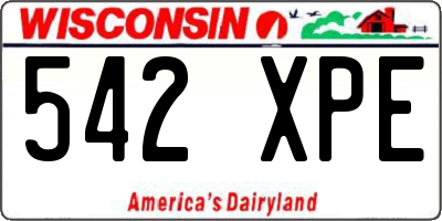 WI license plate 542XPE