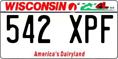 WI license plate 542XPF