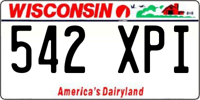 WI license plate 542XPI
