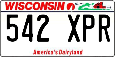 WI license plate 542XPR