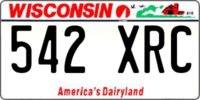 WI license plate 542XRC