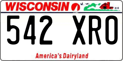 WI license plate 542XRO