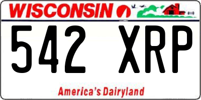WI license plate 542XRP