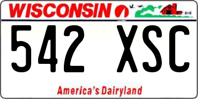 WI license plate 542XSC