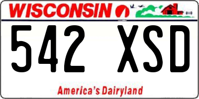 WI license plate 542XSD