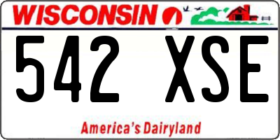 WI license plate 542XSE