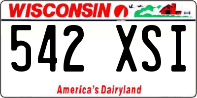 WI license plate 542XSI