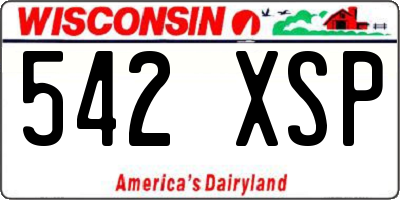 WI license plate 542XSP