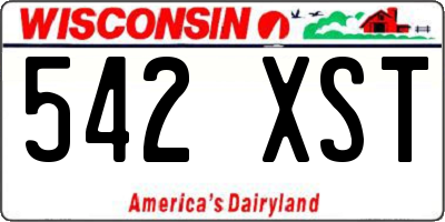 WI license plate 542XST