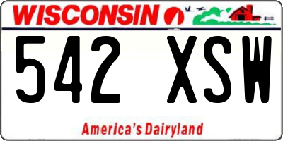 WI license plate 542XSW