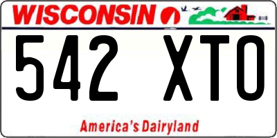 WI license plate 542XTO