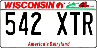 WI license plate 542XTR