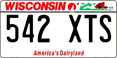WI license plate 542XTS