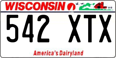 WI license plate 542XTX