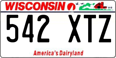 WI license plate 542XTZ