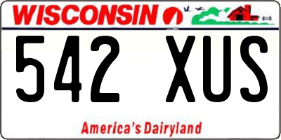 WI license plate 542XUS
