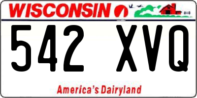 WI license plate 542XVQ