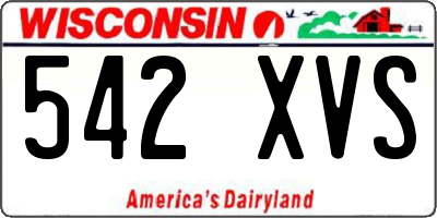 WI license plate 542XVS