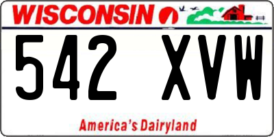 WI license plate 542XVW